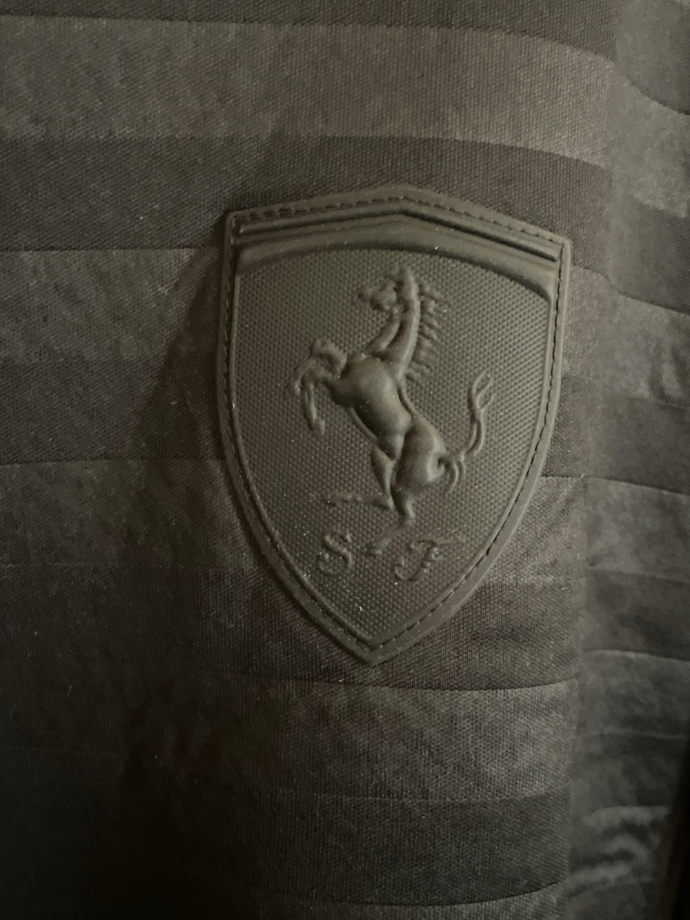 Ferrari Black Crewneck Sweater with Raised Shield Patch